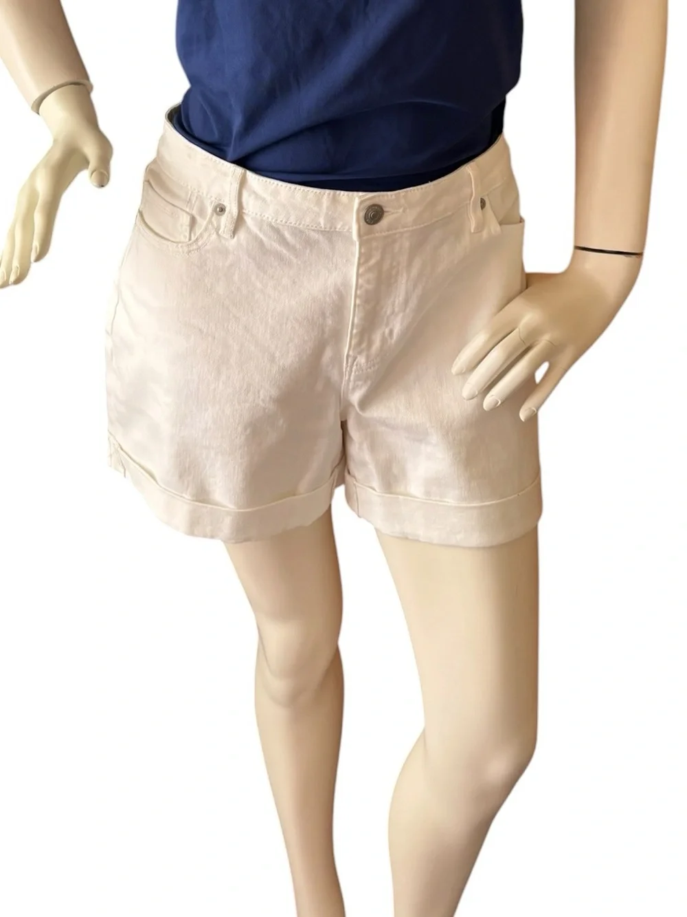 Hudson Jeans White Five Pocket Cotton Cuffed Denim Shorts, women’s size 10